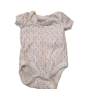Rene Rofe Baby Girls Allover Hearts 100% Cotton Short Sleeve Bodysuit White 3-6M